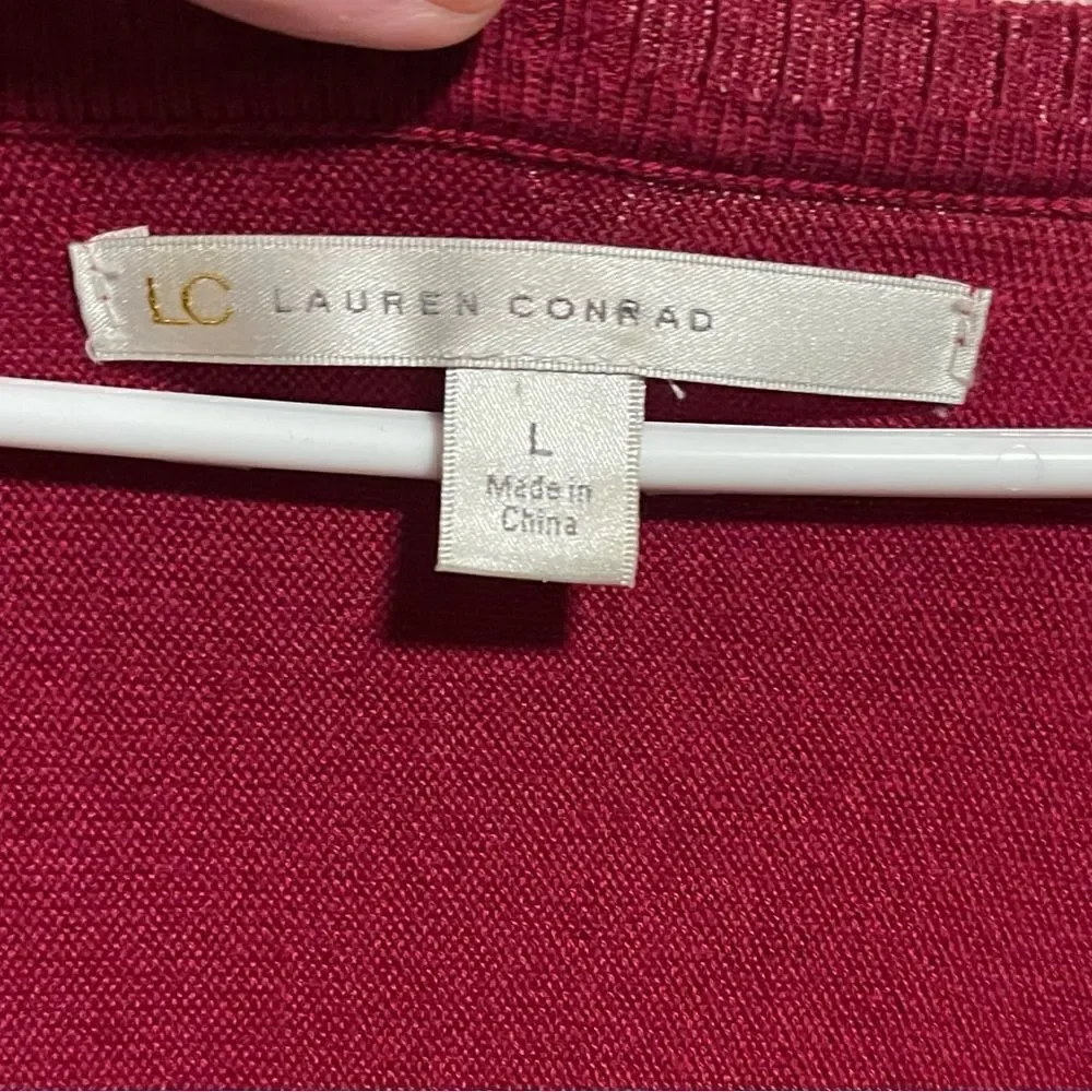 LC Lauren Conrad- Berry Beaded Floral Sweater, Size Large